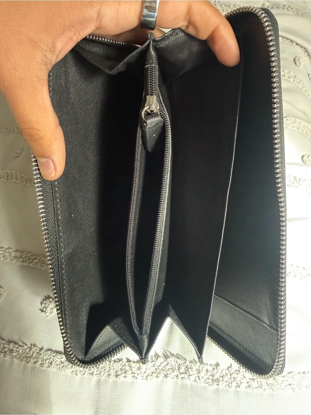 Versace Collection Black Zip-Around Leather Wallet